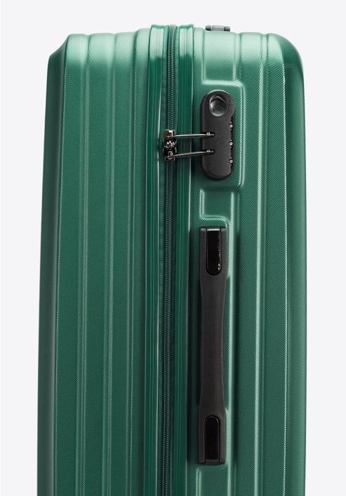 Nagy bőrönd ABS-ből átlós vonalakkal, sötétzöld, 56-3A-743-85, Fénykép 7