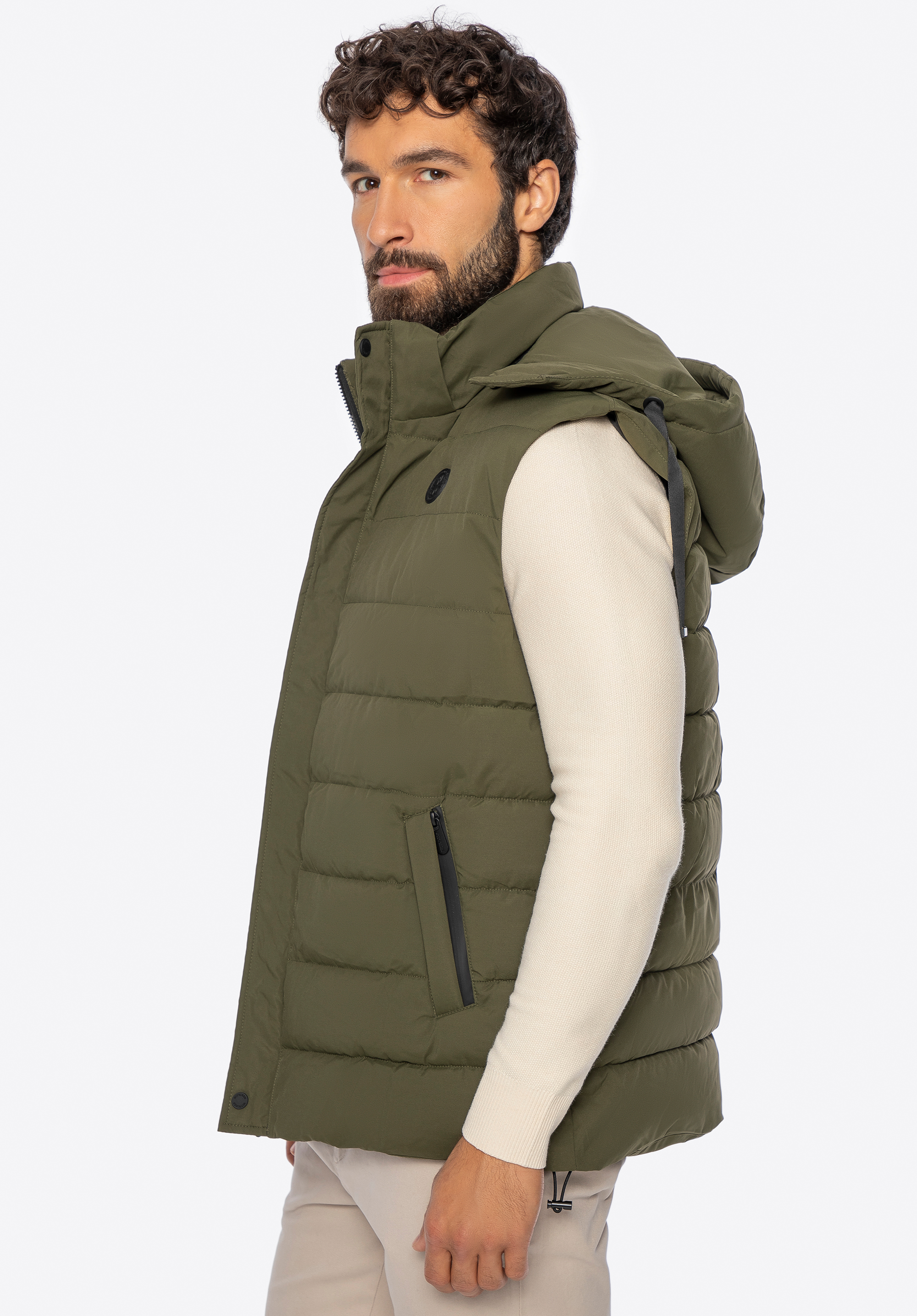 Férfi kapucnis pehelymellény, sötétzöld, 101-9D-351-Z-2XL, Fénykép 1