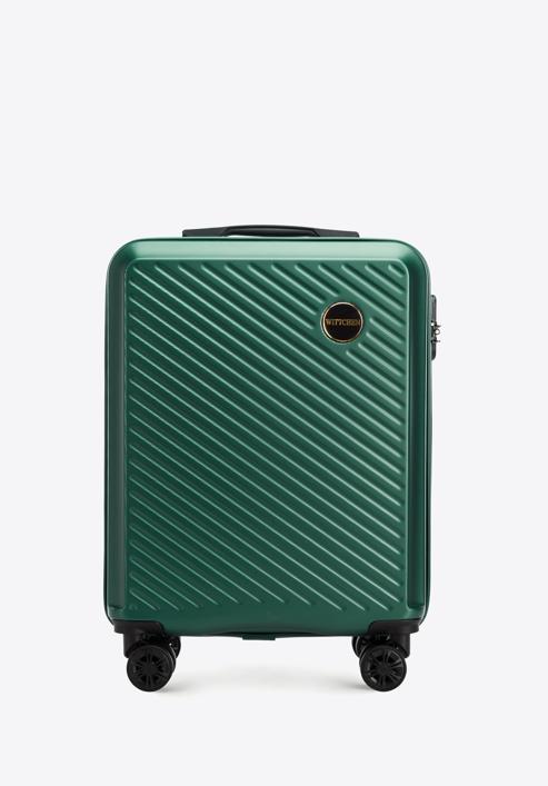 Kabinbőrönd ABS-ből átlós vonalakkal, sötétzöld, 56-3A-741-10, Fénykép 1