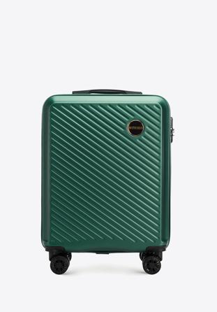 Kabinbőrönd ABS-ből átlós vonalakkal, sötétzöld, 56-3A-741-85, Fénykép 1