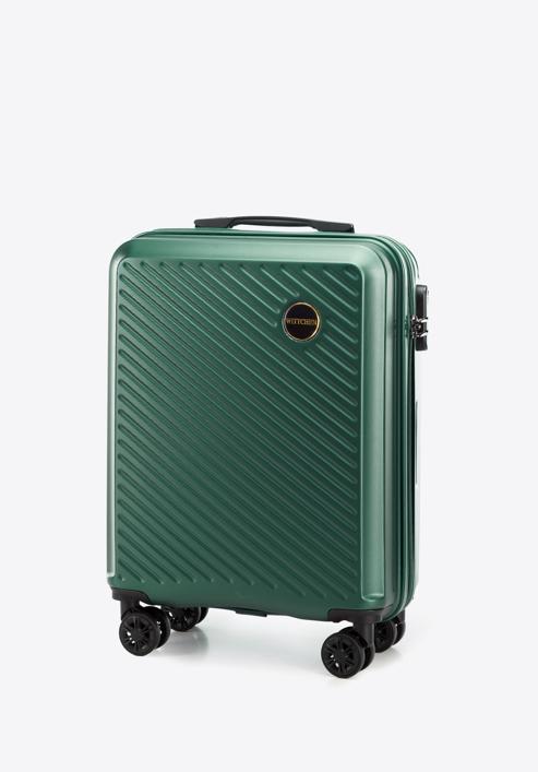 Kabinbőrönd ABS-ből átlós vonalakkal, sötétzöld, 56-3A-741-10, Fénykép 4