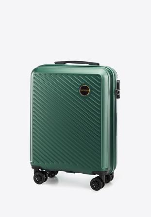 Kabinbőrönd ABS-ből átlós vonalakkal, sötétzöld, 56-3A-741-85, Fénykép 1