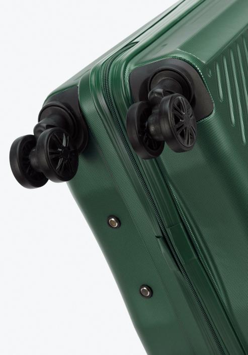 Nagy bőrönd ABS-ből átlós vonalakkal, sötétzöld, 56-3A-743-80, Fénykép 6