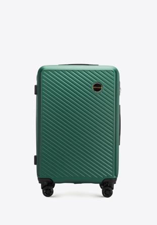 Közepes méretű bőrönd ABS-ből átlós vonalakkal
