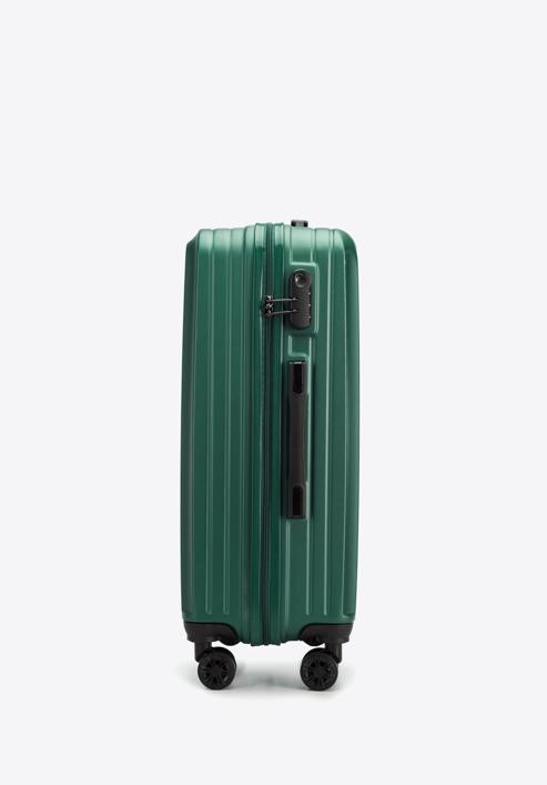Közepes méretű bőrönd ABS-ből átlós vonalakkal, sötétzöld, 56-3A-742-80, Fénykép 2