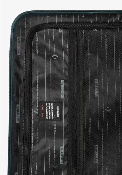 Nagy bőrönd ABS-ből átlós vonalakkal, sötétzöld, 56-3A-743-30, Fénykép 8