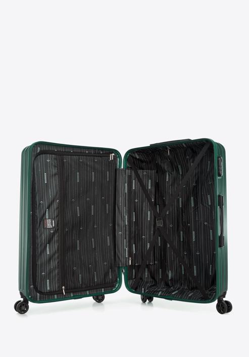 Nagy bőrönd ABS-ből átlós vonalakkal, sötétzöld, 56-3A-743-85, Fénykép 5