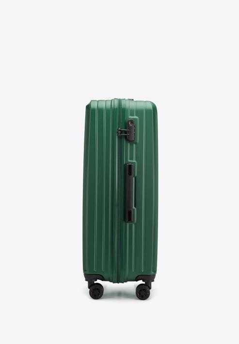 Nagy bőrönd ABS-ből átlós vonalakkal, sötétzöld, 56-3A-743-80, Fénykép 2