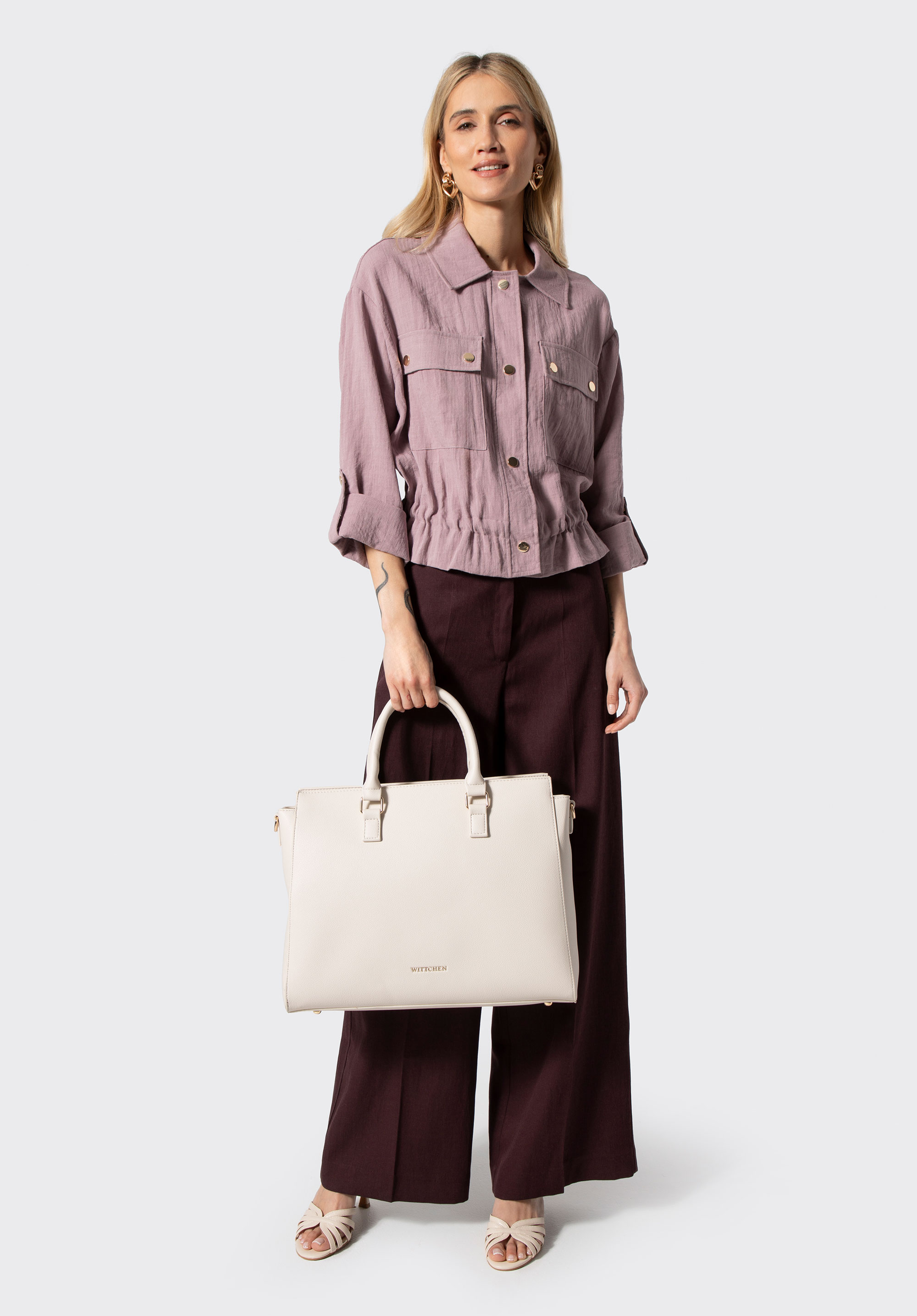 Dámská kabelka na notebook 17" z umělé kůže, špinavě bílá, 100-4Y-919-0, Obrázek 1