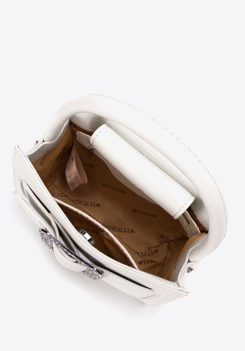 Dámská mini kabelka s lesklou přezkou, špinavě bílá, 97-4Y-756-1, Obrázek 3