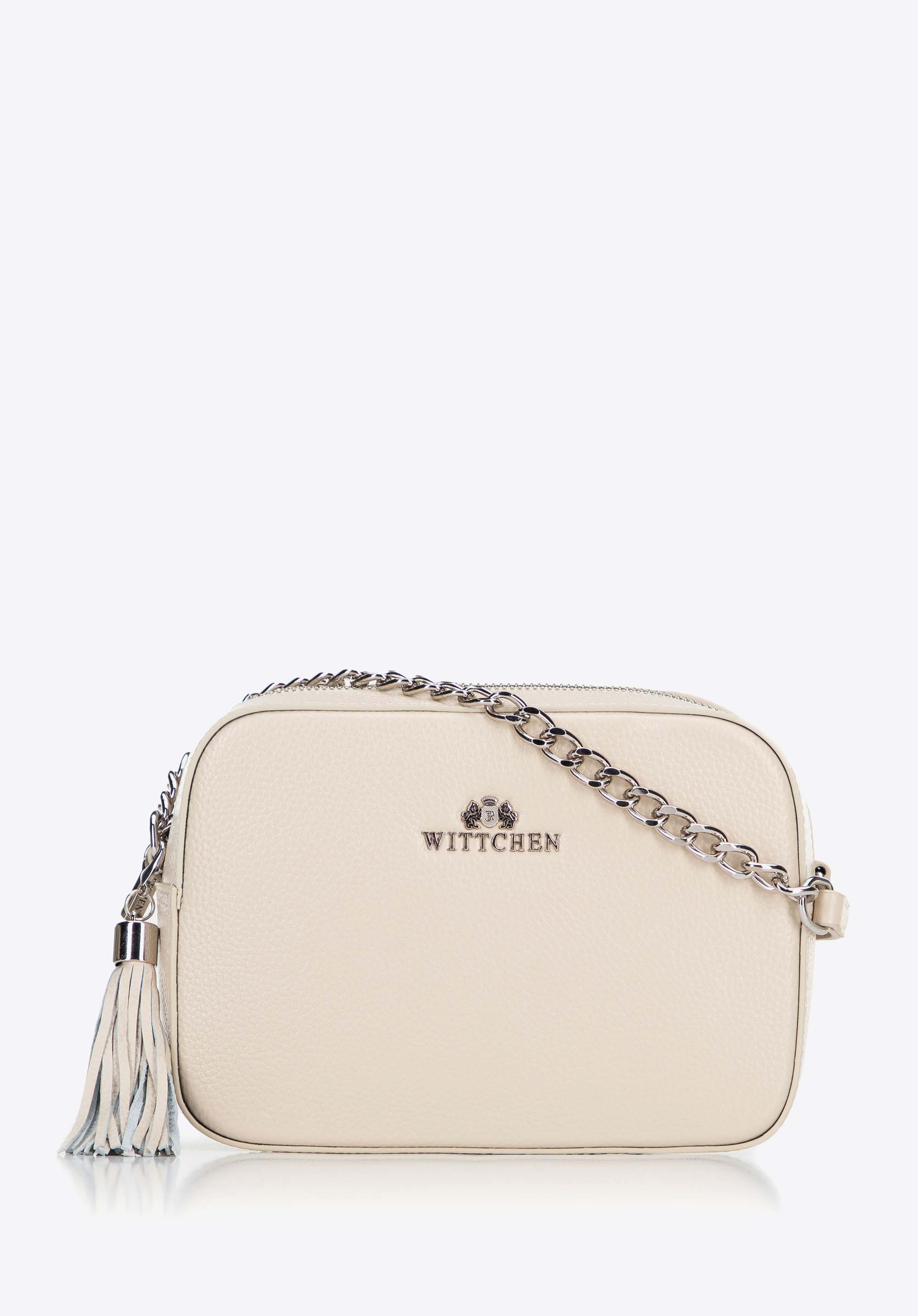 Dámská řetízková kožená crossbody kabelka, špinavě bílá, 29-4E-015-0, Obrázek 1