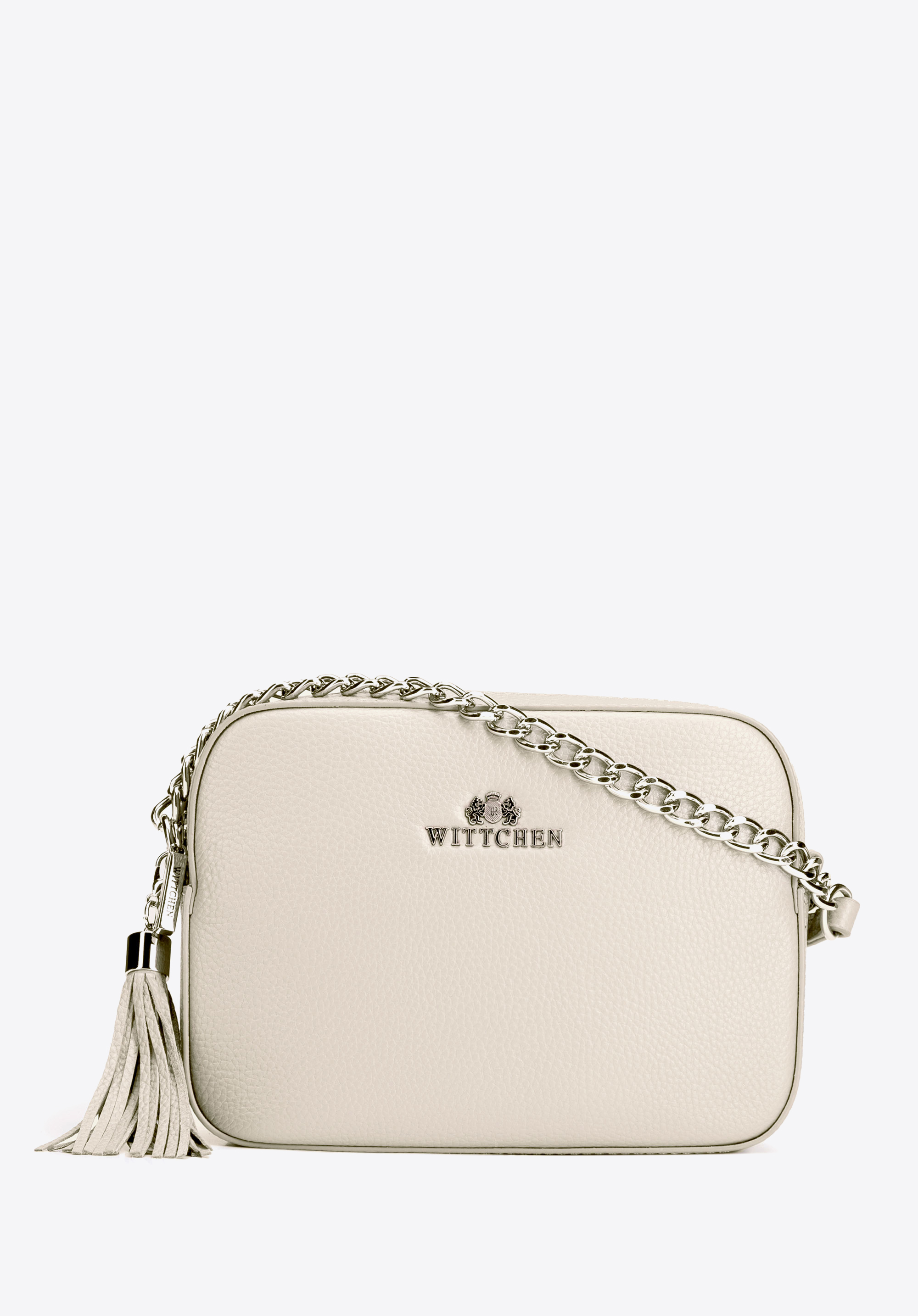 Dámská řetízková kožená crossbody kabelka, špinavě bílá, 29-4E-015-0, Obrázek 1