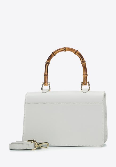 Kožená dámská kabelka s bambusovou rukojetí, špinavě bílá, 98-4E-622-0, Obrázek 2