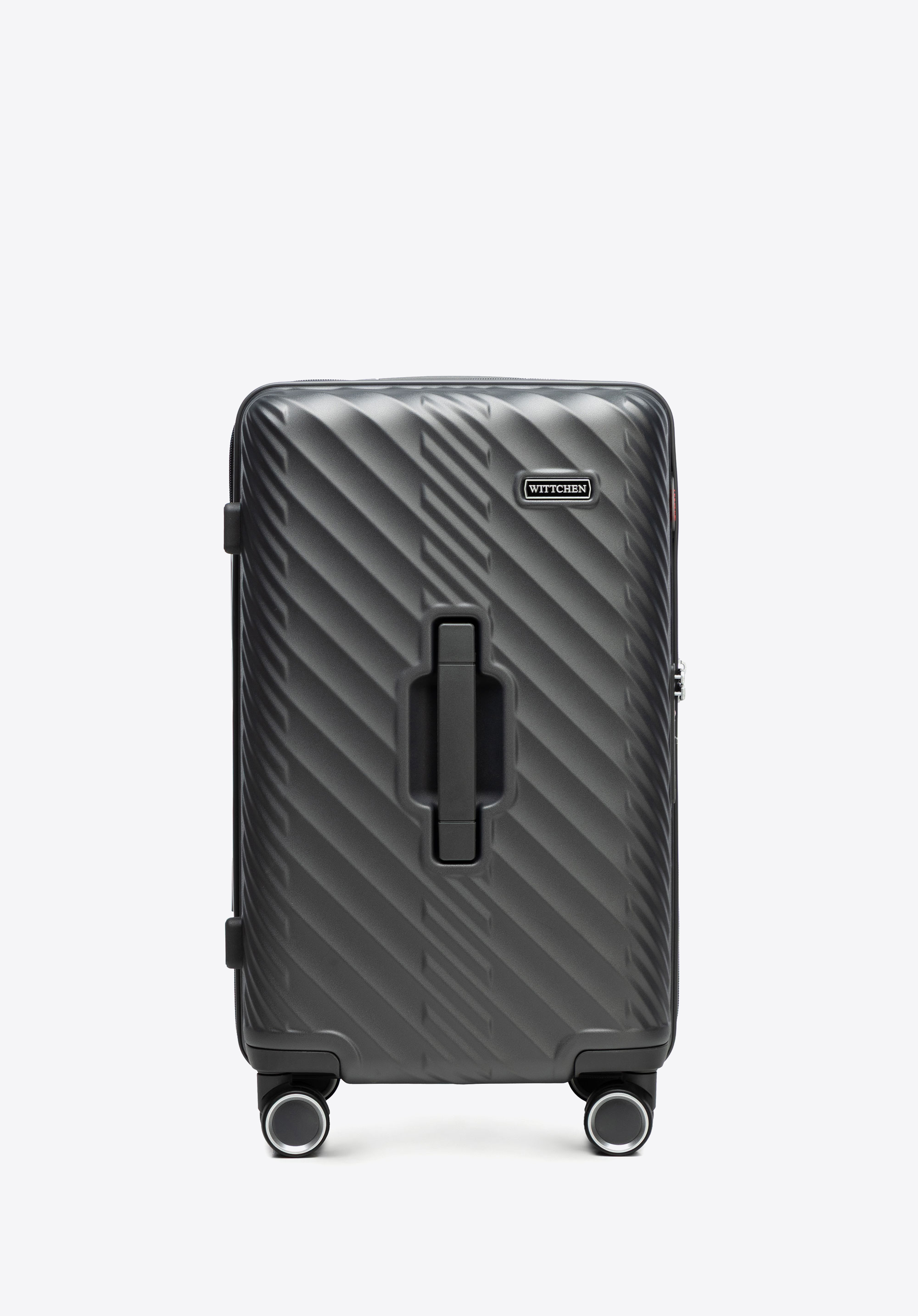 Маленька полікарбонатна валіза з геометричним візерунком, сірий, 56-3P-001-01, Фото 1