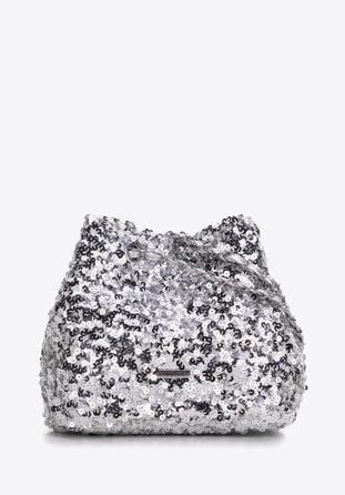 Dámská kabelka na řetízku, stříbrno-černá, 98-4Y-024-S, Obrázek 1