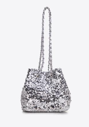 Dámská kabelka na řetízku, stříbrno-černá, 98-4Y-024-S, Obrázek 1