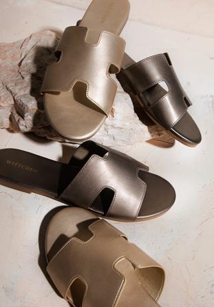 Dámské boty s geometrickým předem, zlatá, 98-DP-501-G-35, Obrázek 1