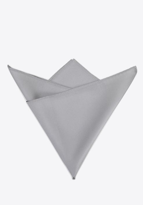 Jednobarevný hedvábný kapesníček, stříbrno-černá, 96-7P-001-7, Obrázek 2