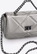 Malá prošívaná dámská kabelka s řetízkem, stříbrno-černá, 97-4Y-228-4, Obrázek 4
