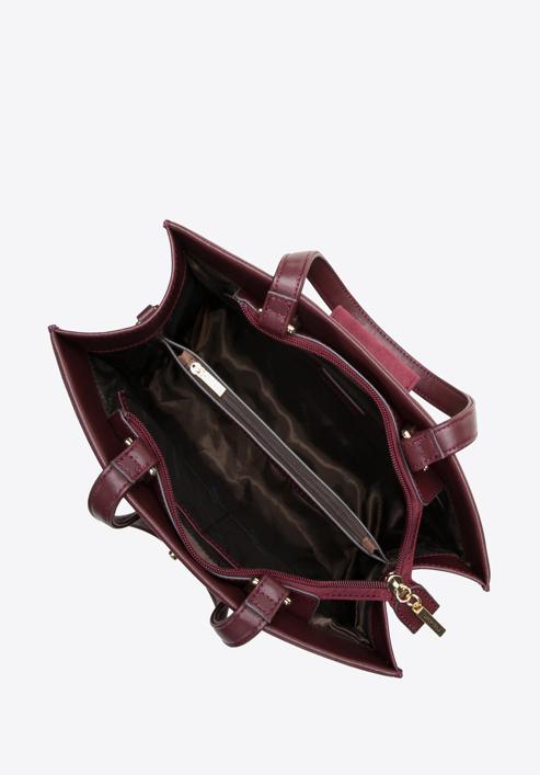 Dámská kabelka z přírodní kůže s ozdobnou přezkou, švestka, 97-4E-615-3, Obrázek 3