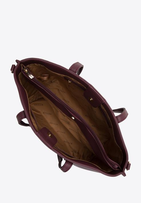 Dvoukomorová dámská kabelka z ekologické kůže s lemovanými stranami, švestka, 97-4Y-512-4, Obrázek 4