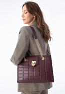 Kožená dámská kabelka  s ozdobnou sponou na řetízku, švestka, 97-4E-614-3, Obrázek 15