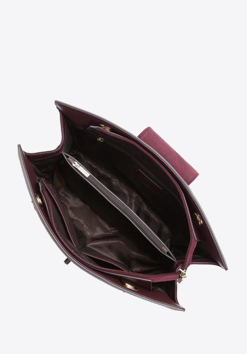 Kožená dámská kabelka  s ozdobnou sponou na řetízku, švestka, 97-4E-614-3, Obrázek 4