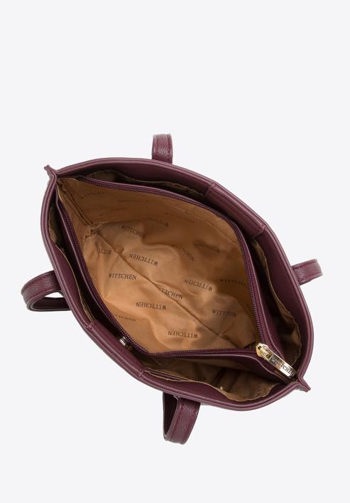 Malá tříkomorová dámská kabelka z ekologické kůže, švestka, 97-4Y-513-3, Obrázek 4