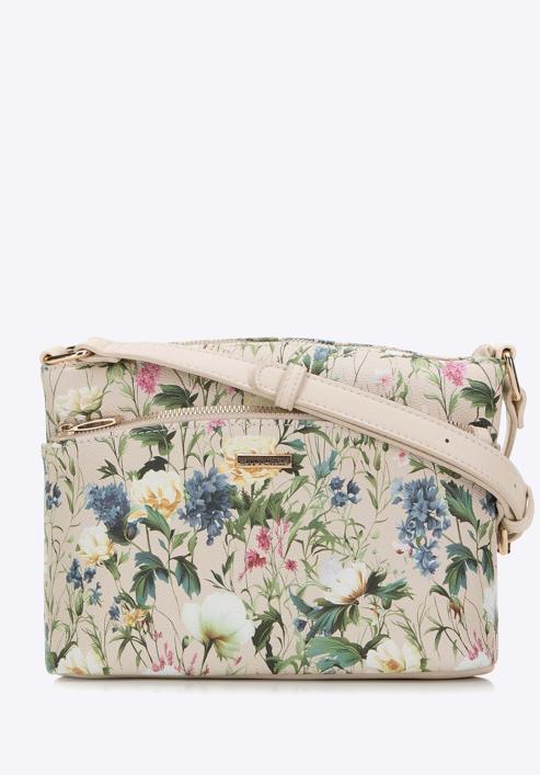 Dámská kabelka z ekologické kůže s květinami, světle béžová, 98-4Y-203-1, Obrázek 1