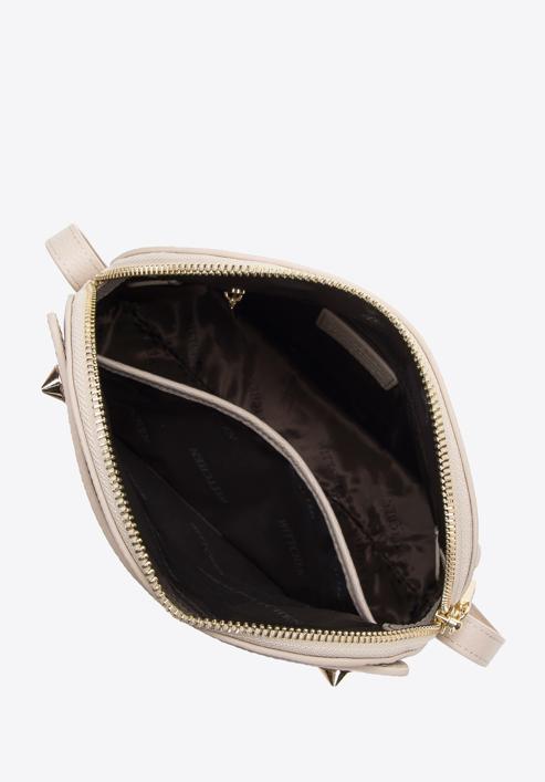Dámská lichoběžníková kožená kabelka s monogramem, světle béžová, 98-4E-603-1, Obrázek 3