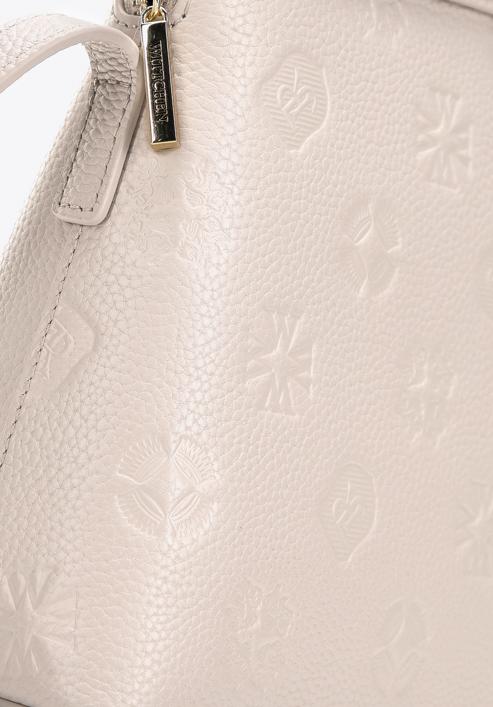 Dámská lichoběžníková kožená kabelka s monogramem, světle béžová, 98-4E-603-1, Obrázek 4
