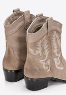 Dámské krátké semišové boty s výšivkou, světle béžová, 97-D-856-Z-40, Obrázek 7