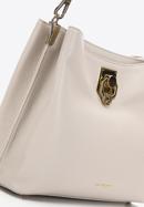 Dvoukomorová kožená kabelka s ozdobnou přezkou, světle béžová, 98-4E-614-9, Obrázek 5