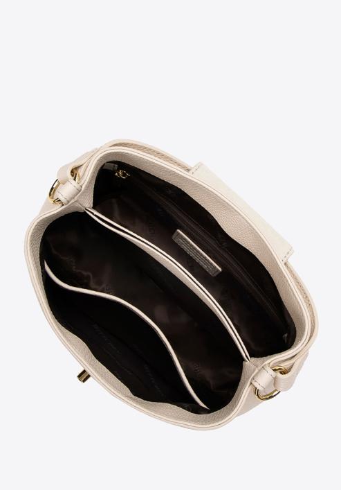 Kožená dámská kabelka s ozdobnou sponou, světle béžová, 98-4E-613-Z, Obrázek 3