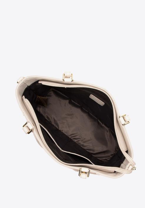 Kožená kabelka s kulatými nýty, světle béžová, 98-4E-626-1, Obrázek 4