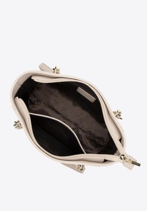 Malá dámská kožená kabelka s řetízkem, světle béžová, 98-4E-611-1G, Obrázek 4