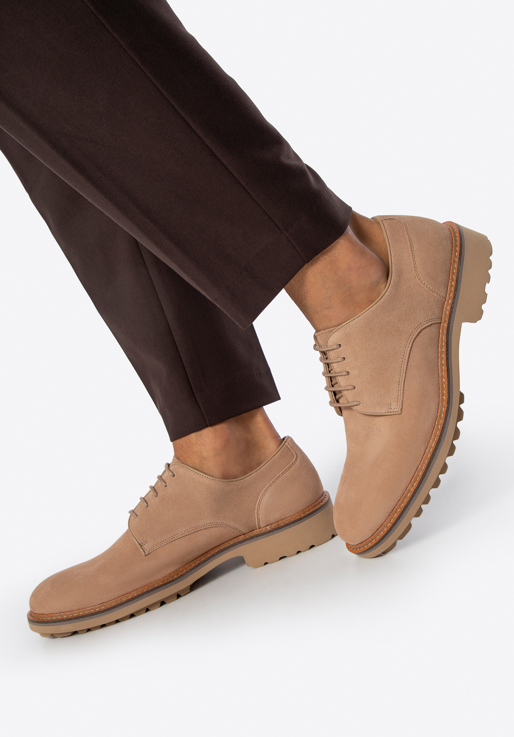 Pánské semišové derby boty, světle béžová, 100-M-704-9-42, Obrázek 1