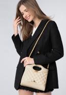 Prošívaná kožená dámská kabelka s řetízkem, světle béžová, 98-4E-211-1, Obrázek 15