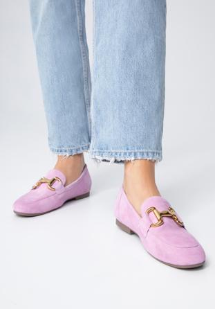 Dámské semišové boty se sponou, světle fialová, 98-D-953-F-40, Obrázek 1