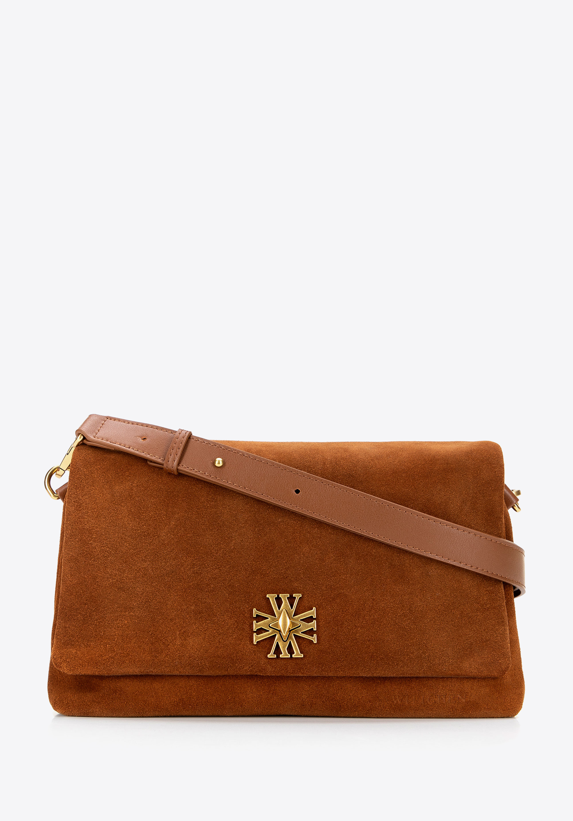 Dámská semišová crossbody kabelka, světle hnědá, 101-4E-619-5, Obrázek 1