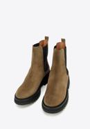 Dámské semišové kotníkové boty se silnou podrážkou, světle hnědá, 97-D-308-5-39, Obrázek 2