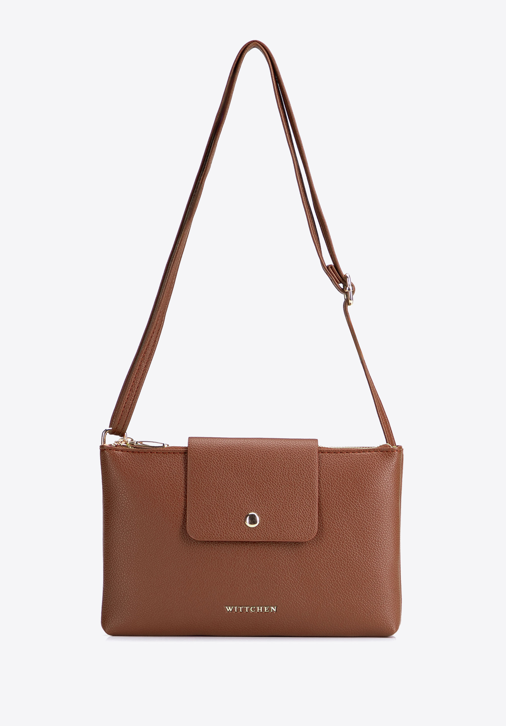 Malá dámská crossbody kabelka se dvěma přihrádkami, světle hnědá, 104-4Y-506-5, Obrázek 1