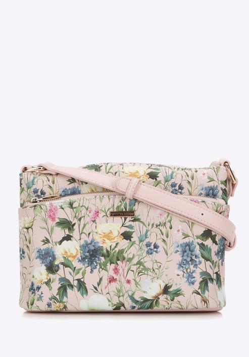 Dámská kabelka z ekologické kůže s květinami, světle růžová, 98-4Y-203-0, Obrázek 1