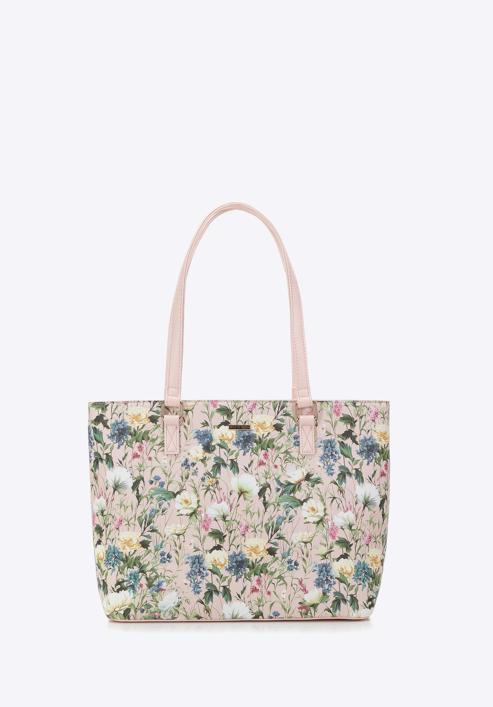 Dámská kabelka z ekologické kůže s květinami, světle růžová, 98-4Y-200-1, Obrázek 2