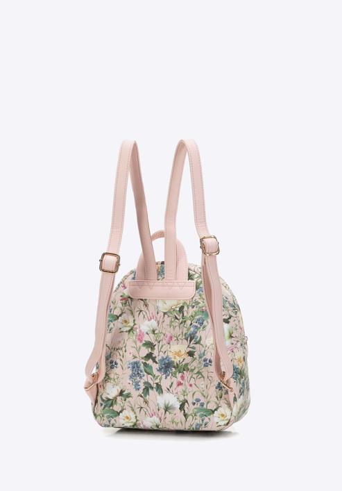 Dámský zaoblený batoh z ekologické kůže s květinami, světle růžová, 98-4Y-204-P, Obrázek 2