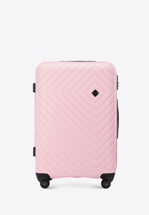 Střední kufr z ABS s geometrickým ražením, světle růžová, 56-3A-752-35, Obrázek 1