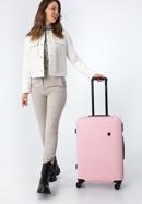 Střední kufr z ABS s geometrickým ražením, světle růžová, 56-3A-752-91, Obrázek 15