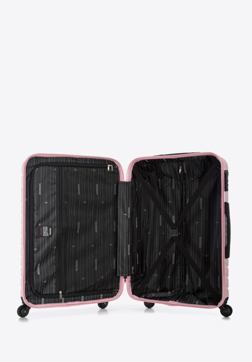 Střední kufr z ABS s geometrickým ražením, světle růžová, 56-3A-752-55, Obrázek 5