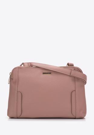 Dámská dvoukomorová kabelka z ekologické kůže s ozdobnými klopami, světle růžový, 97-4Y-613-P, Obrázek 1