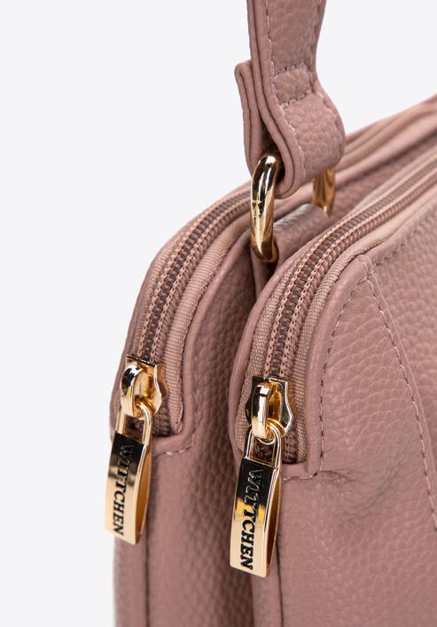 Dámská dvoukomorová kabelka z ekologické kůže s ozdobnými klopami, světle růžový, 97-4Y-613-8, Obrázek 4